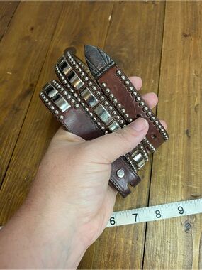 Nadim leather belt with studs size 28 no buckle